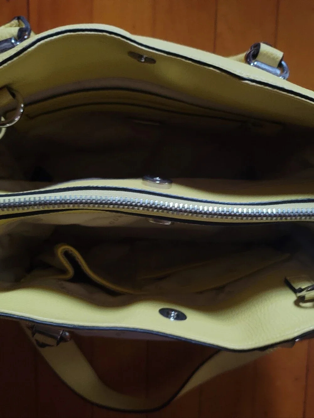 GUESS Yellow Satchel with Front Zip Pocket